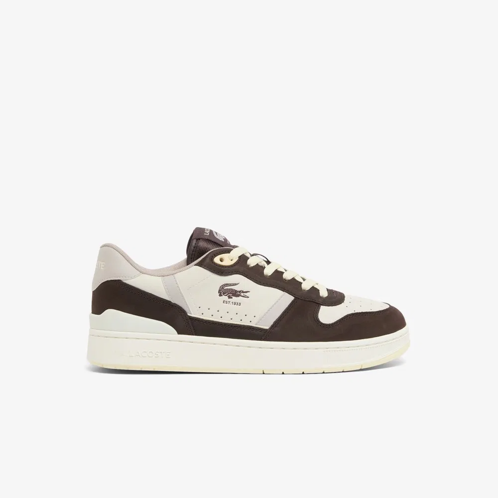 Мужские кожаные низкие кеды T-Clip Set серо-коричневые от Lacoste