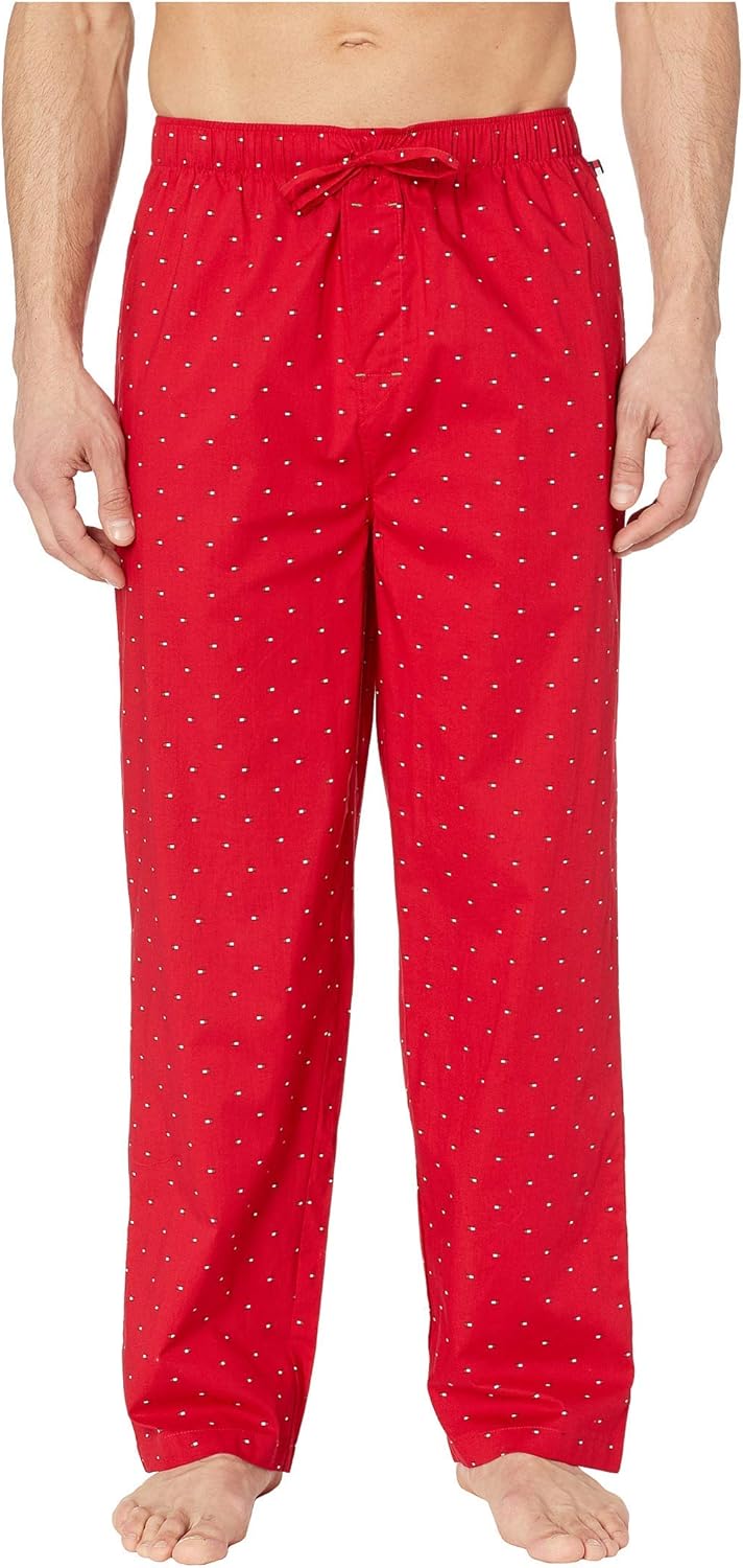 

Мужские пижамные брюки Tommy Hilfiger из тканого поплина с завязками, Mahogany