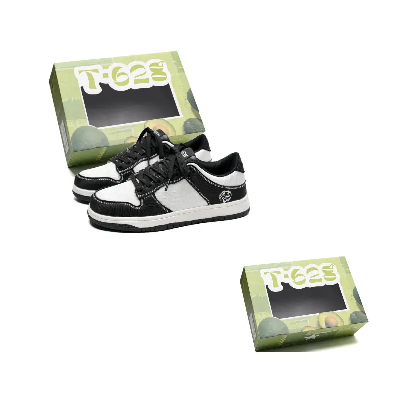 

T628 Скользоустойчивые износостойкие дышащие лоу-топ скейтборд кроссовки унисекс белый черный, цвет White Black