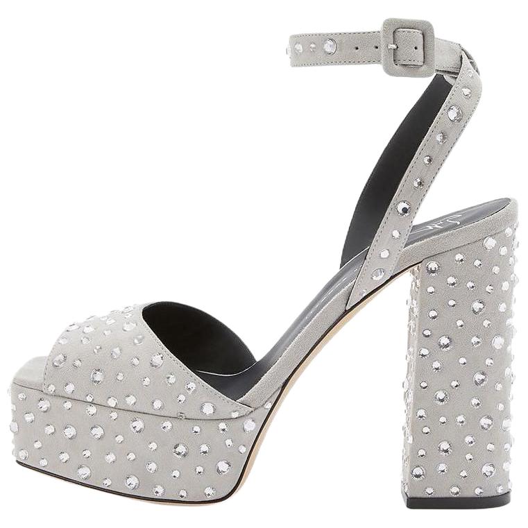 Новые женские сандалии Betty Sparkle на платформе 120 мм Giuseppe Zanotti, Light Gray