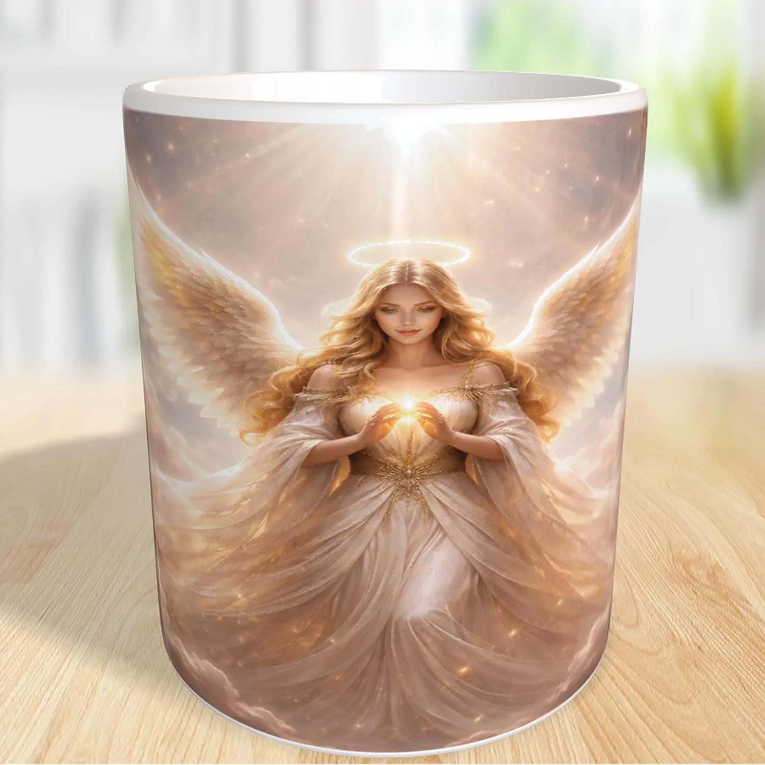 Керамическая кружка Angel Mug Guardian Angel Watercolour Sky Clouds Light Mourning Comfort Memory, белая, 330 мл Becherbude — фото 4