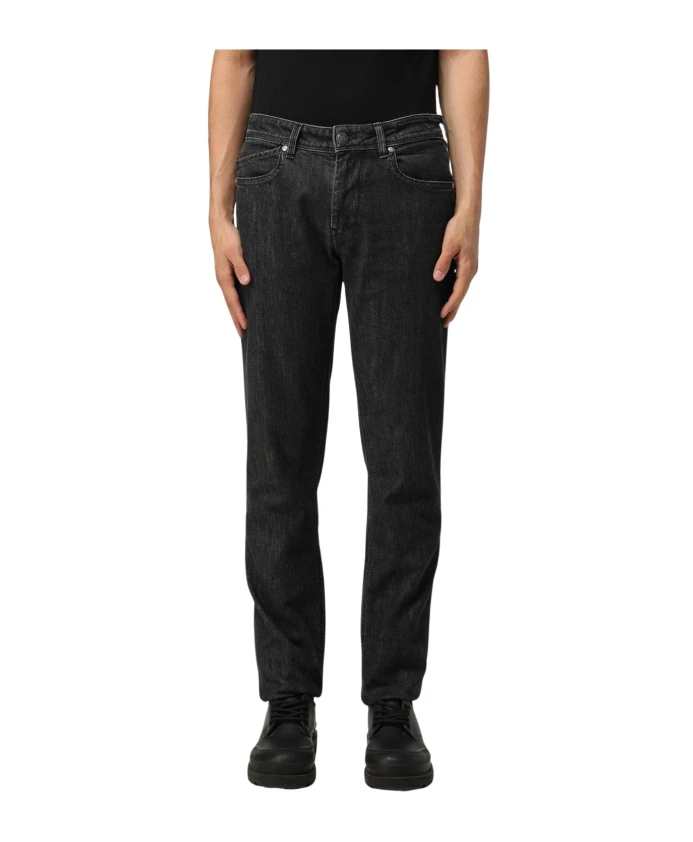 

Удобные джинсы из смесовой хлопчатобумажной ткани с пятью карманами. Re-Hash, черный