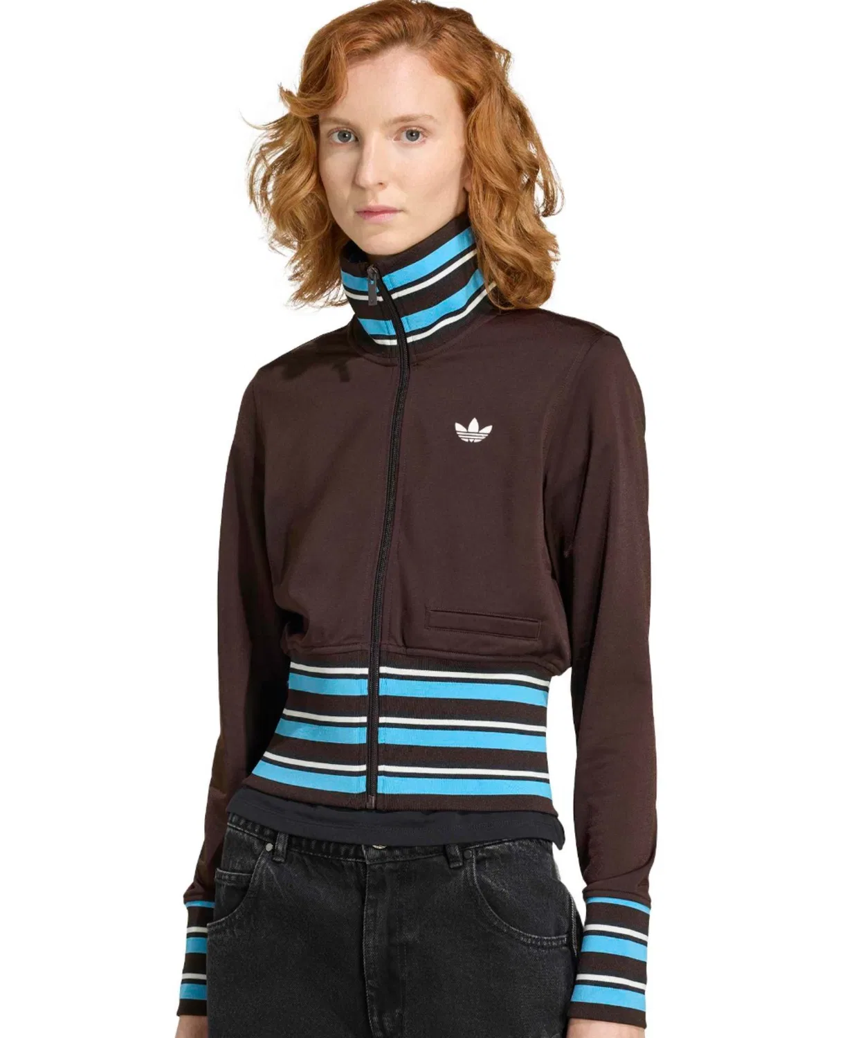 Трек-топ adidas Vintage Track Top High Knitted Ribs, коричневый — фото 3