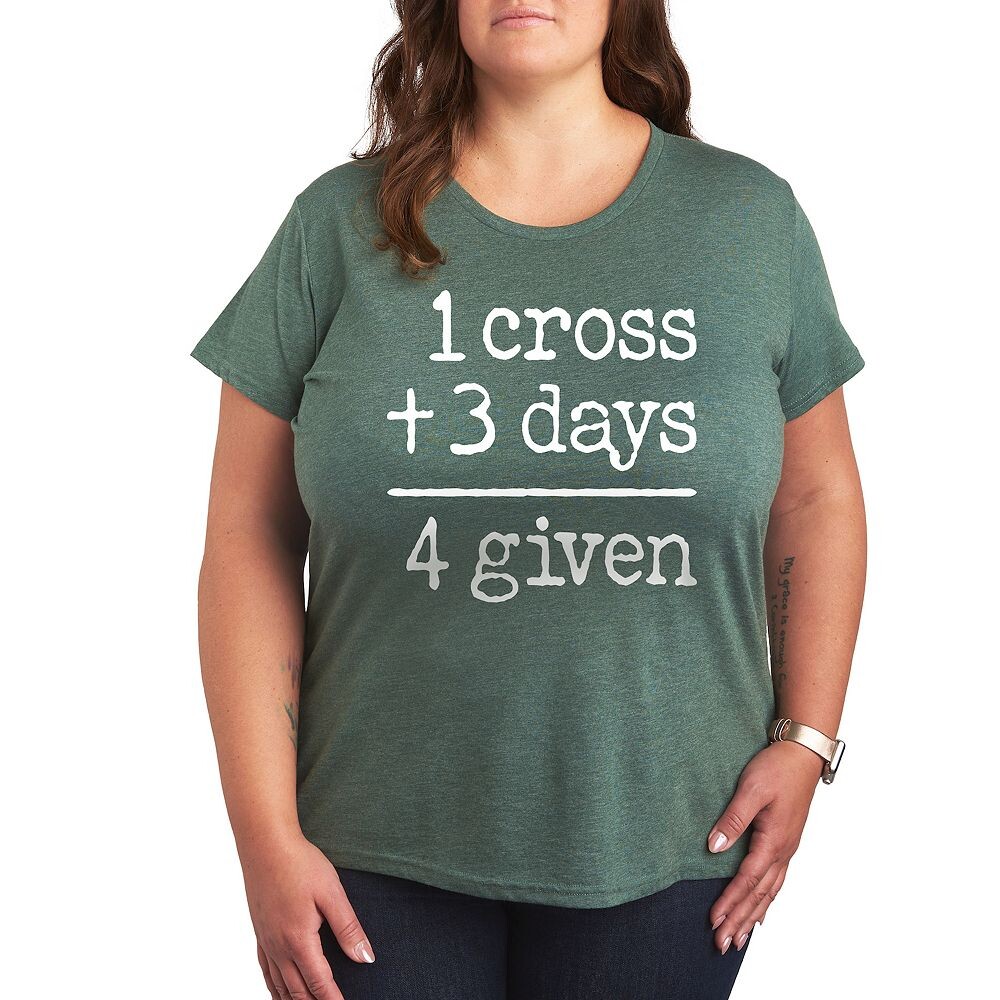 

Футболка размера плюс One Cross Three Days с графическим рисунком Licensed Character, цвет Heather Green