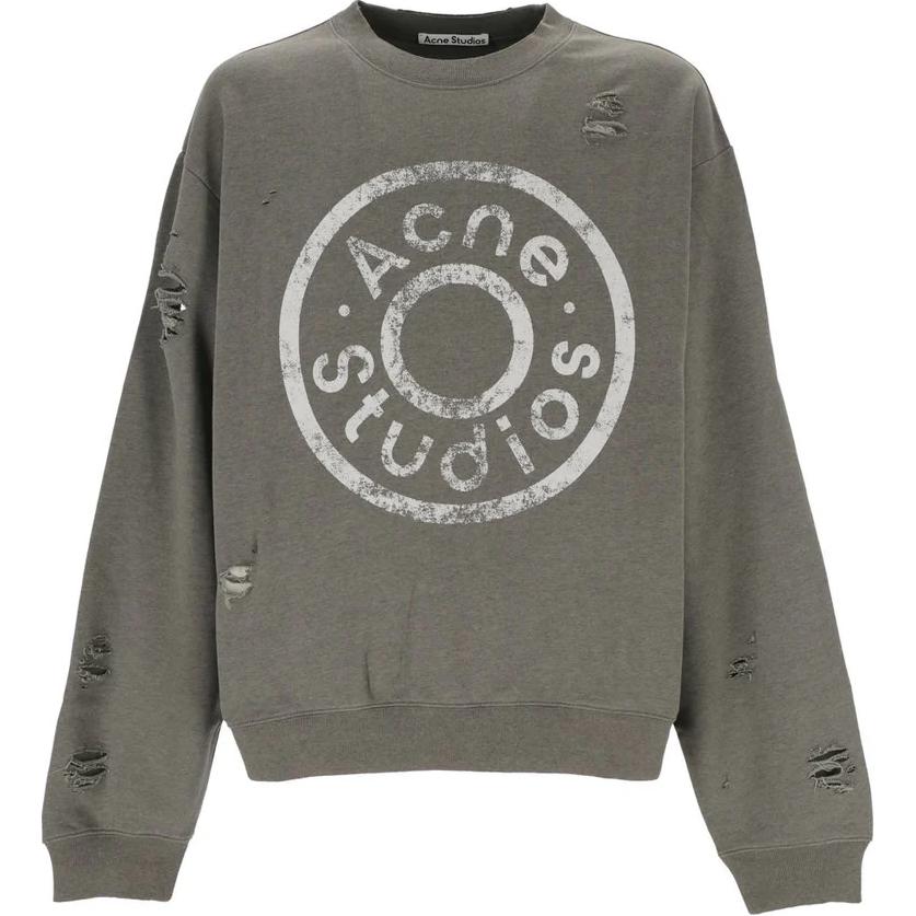 

Футболка с принтом логотипа Acne Studios, серо-зеленая