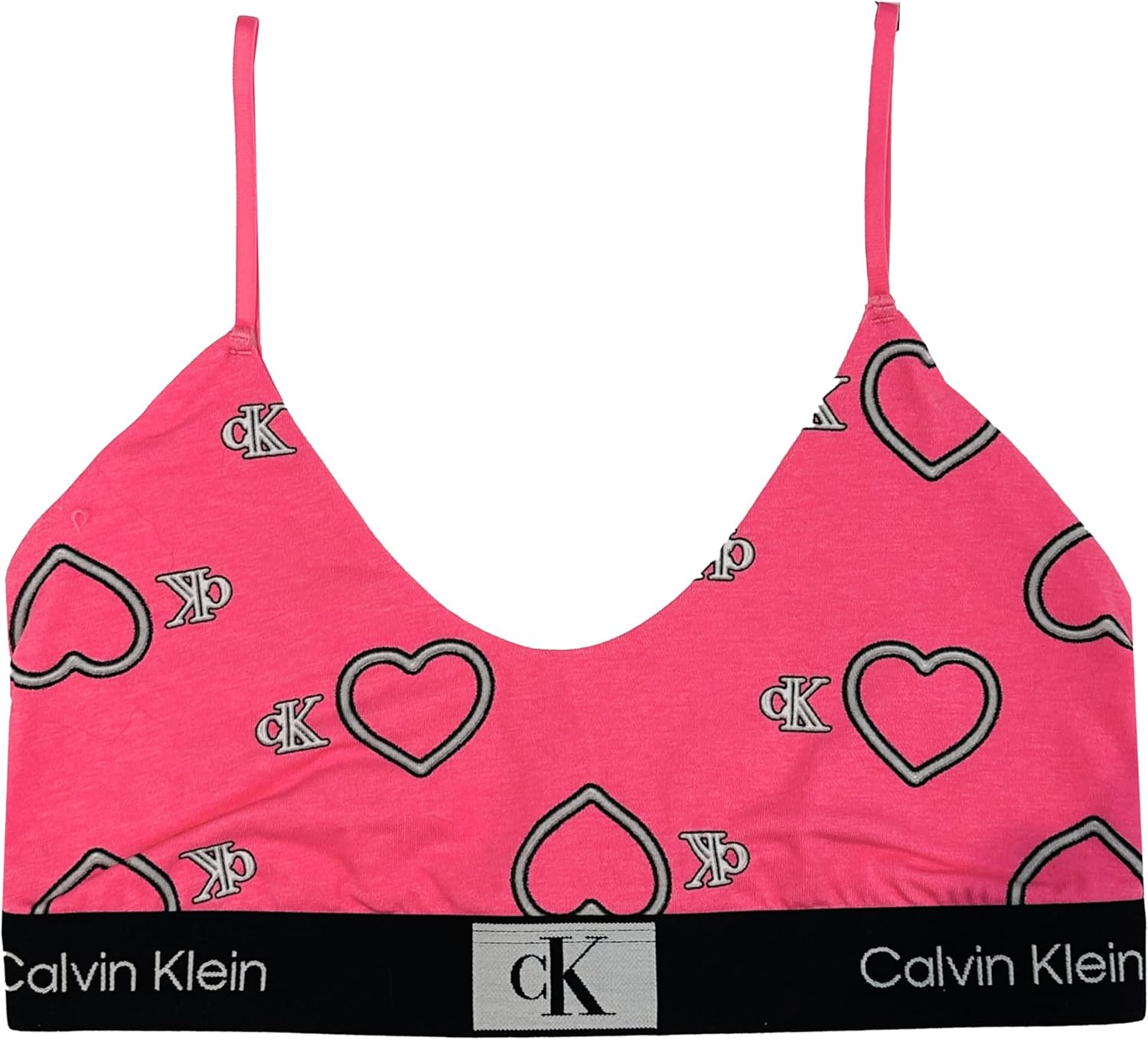 Женский бюстгальтер-бралетт Calvin Klein CK One Cotton Unlined, Neon Heart Carmine Rose — фото 2