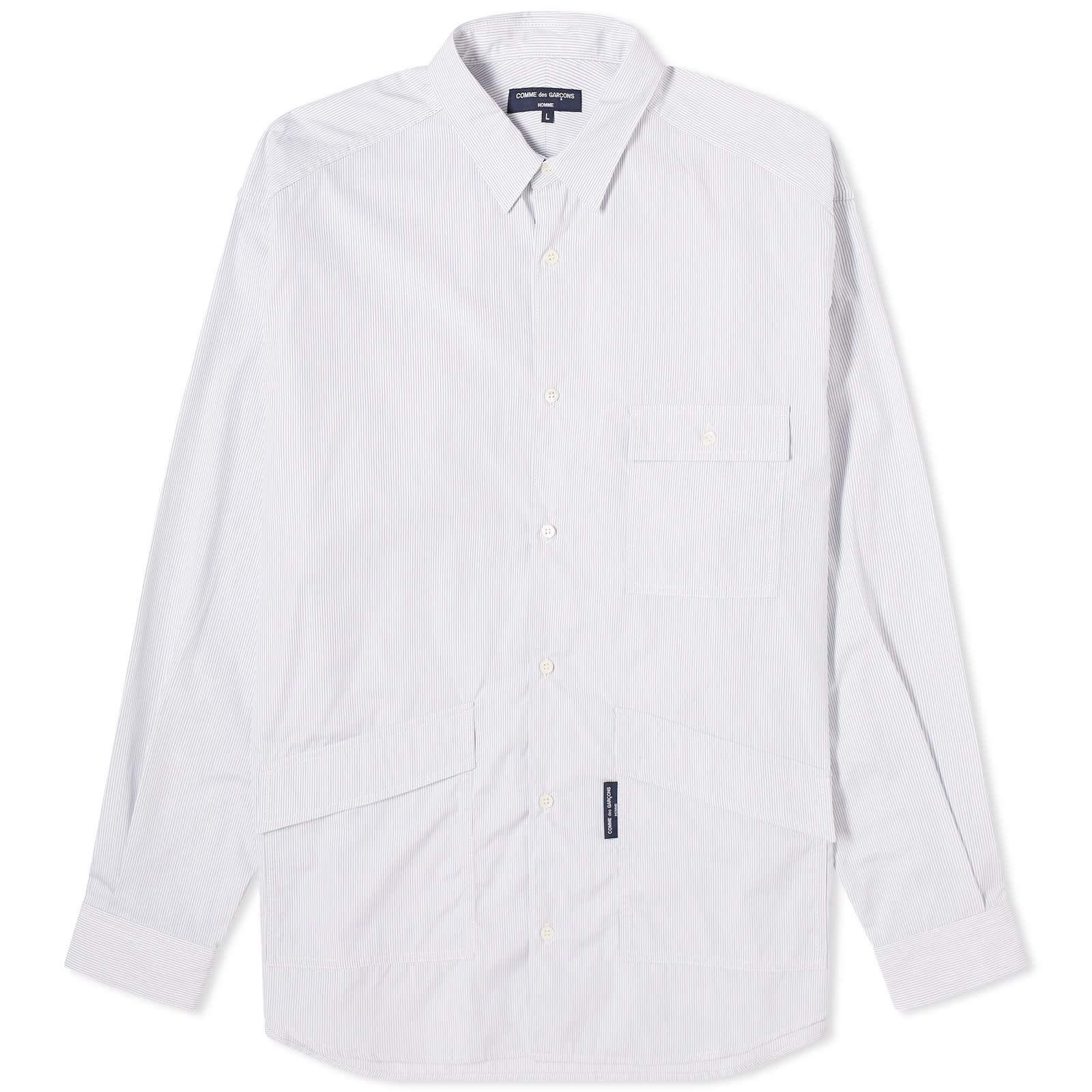 

Рубашка Comme Des Garçons Homme Stripe Multi Pocket Shirt, цвет White & Navy