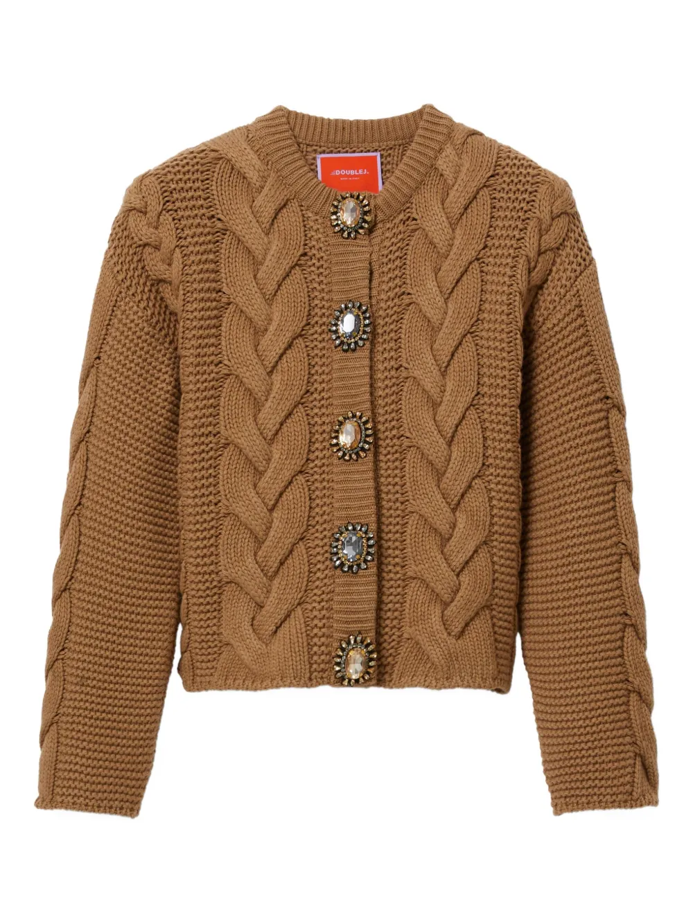 

Кардиган с длинными рукавами и вязаным узором "косы" La Doublej, коричневый