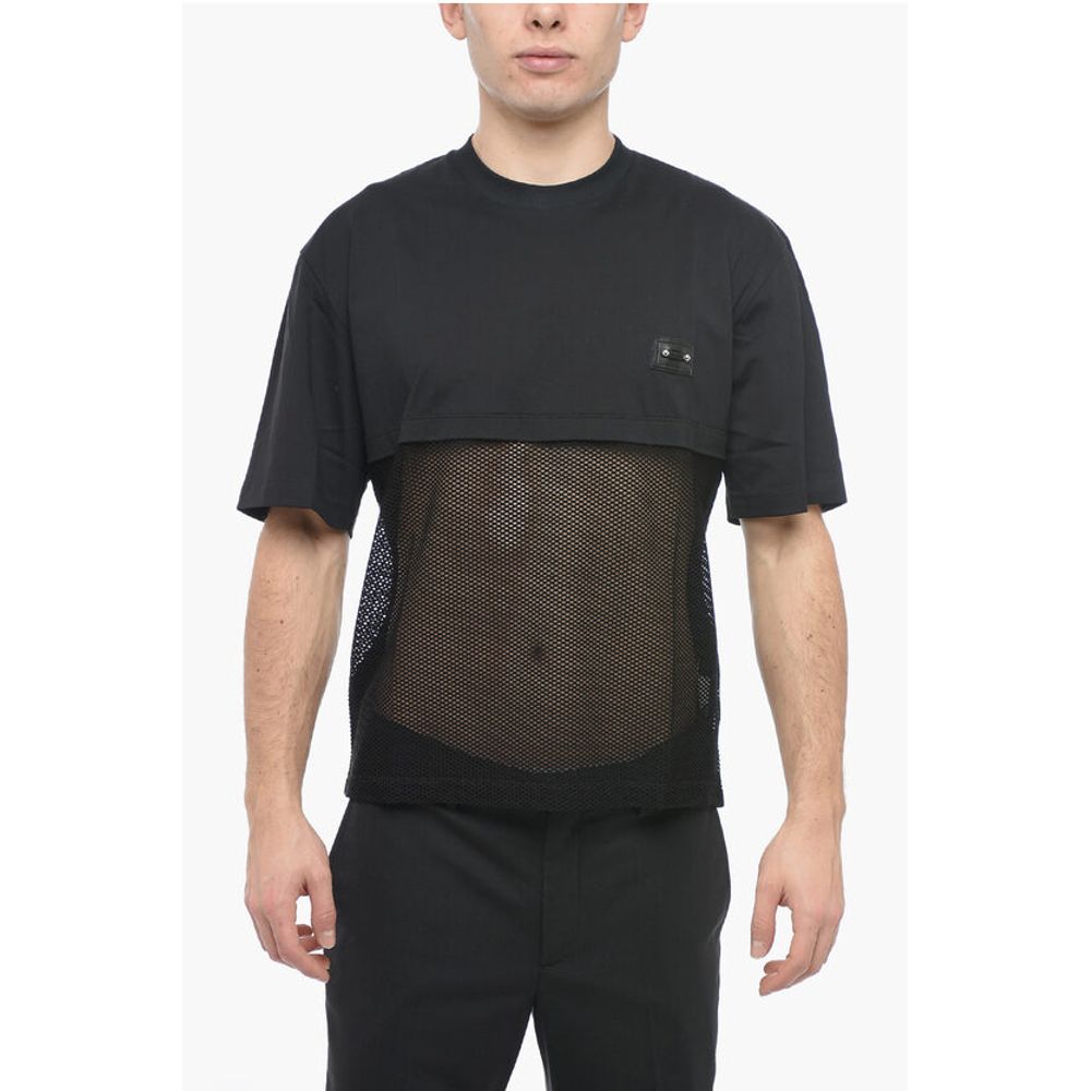 

Футболка Slim Fit Mesh с круглым вырезом и пирсингом Neil Barrett, Black