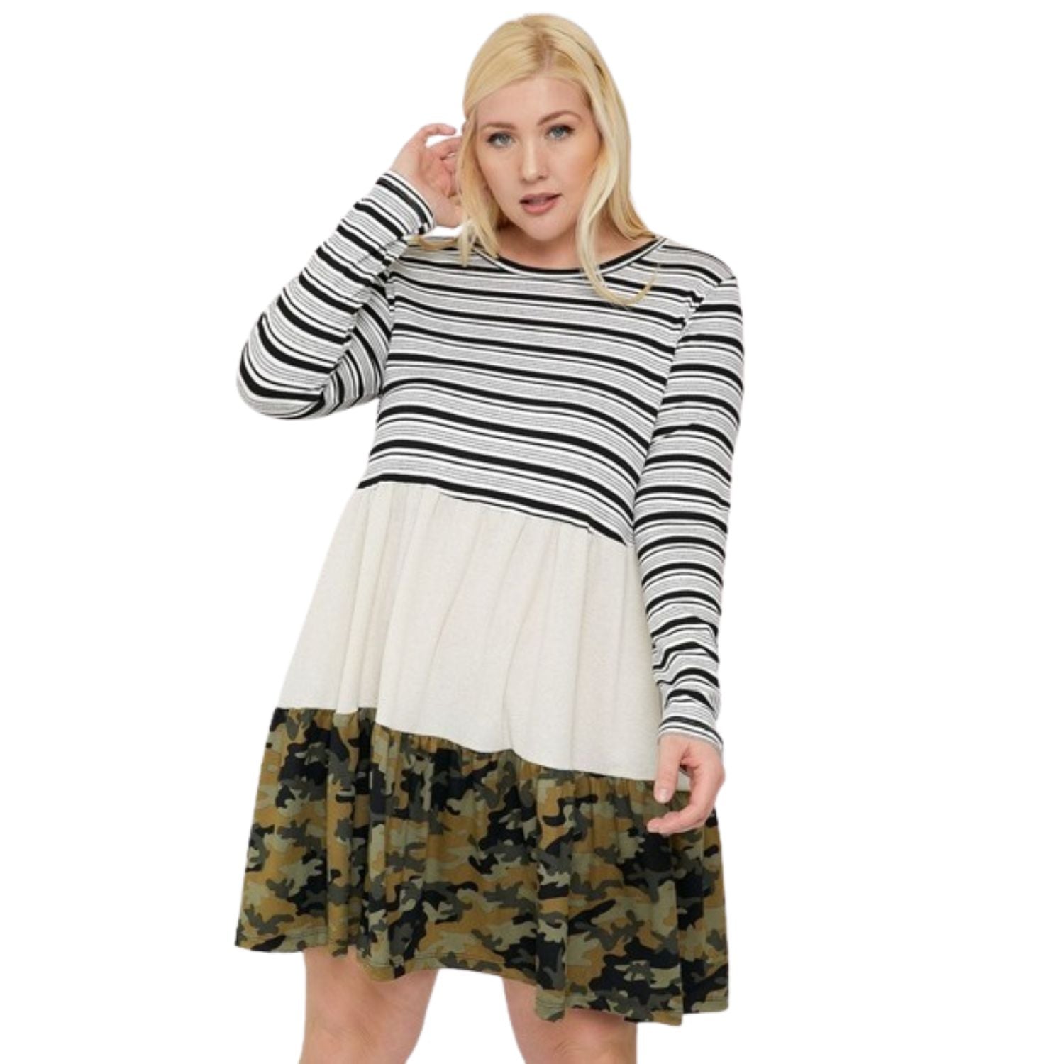 

Многоярусное платье в стиле колор-блок FASHNZFAB, цвет camo/multi