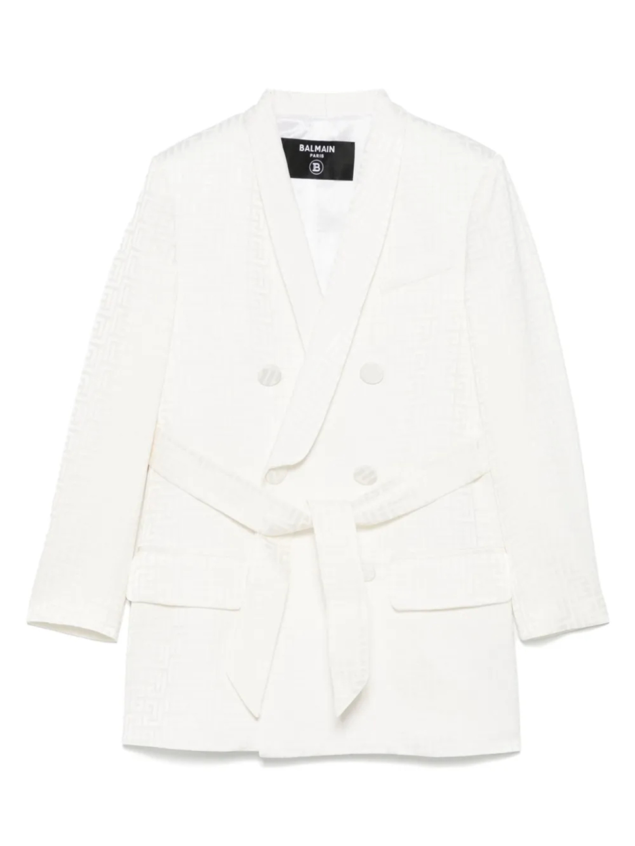 

Пиджак с жаккардовым узором и монограммой PB Balmain Kids, белый
