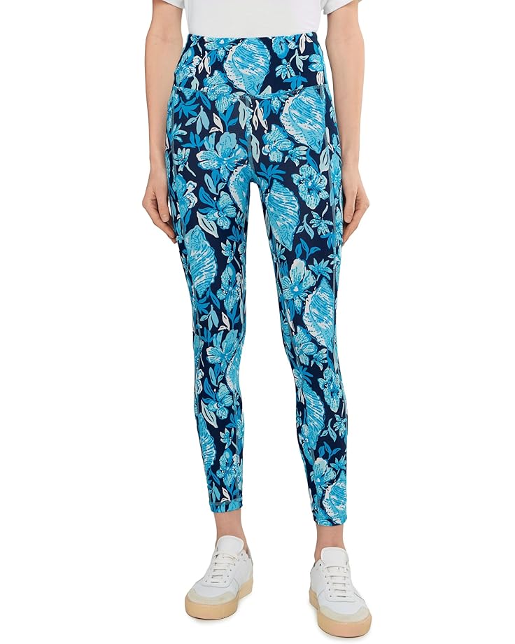 

Женские брюки-миди с высокой талией Lilly Pulitzer Weekender, Low Tide Navy Crossgrain Seashell Splendor