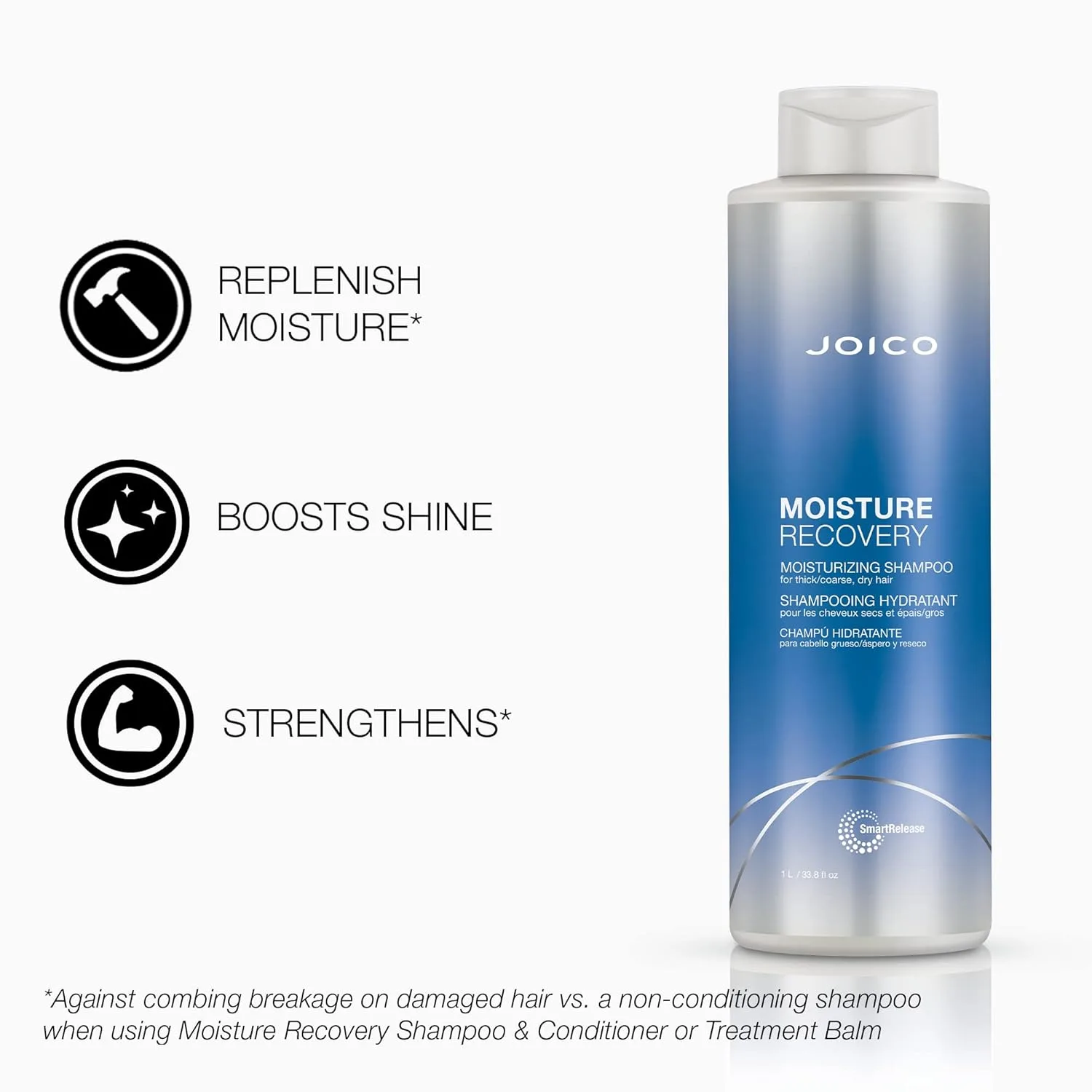 Набор Joico Moisture Recovery: увлажняющий шампунь и кондиционер | Восполняет утраченную влагу | Для густых, жестких и сухих волос 1000 мл (2 шт.) — фото 3
