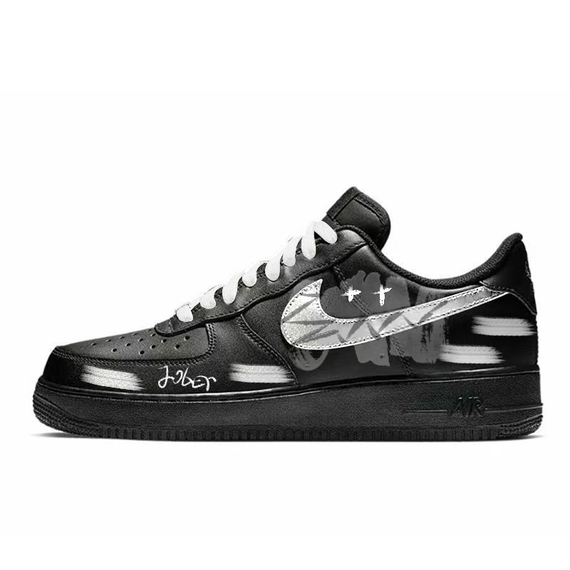 

Air Force 1 Black Warrior, Joker устойчивые к истиранию кроссовки для скейтбординга низкие unisex серебристо-черные Nike, серебряный черный