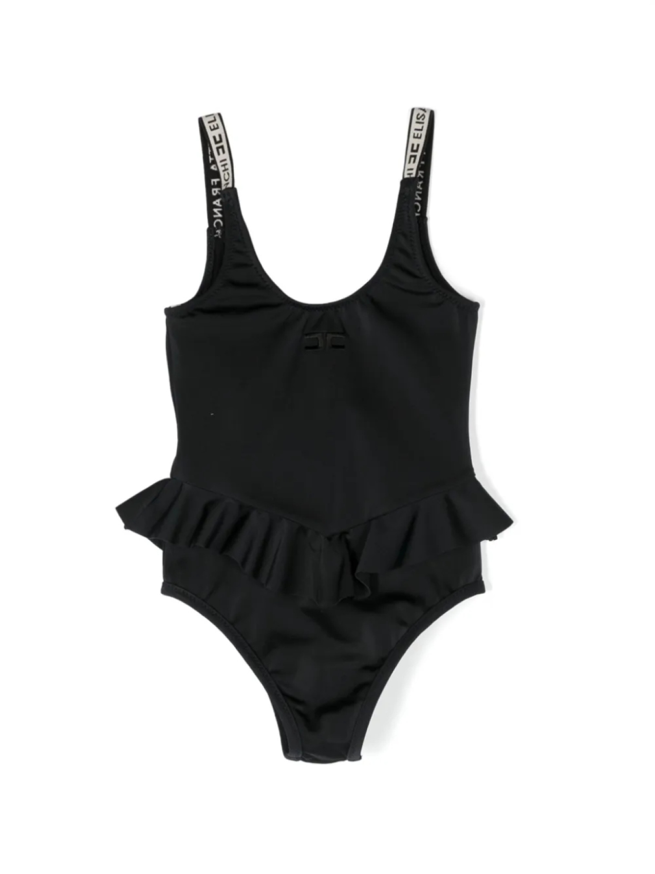 

Купальник с оборками и логотипом Elisabetta Franchi La Mia Bambina, черный