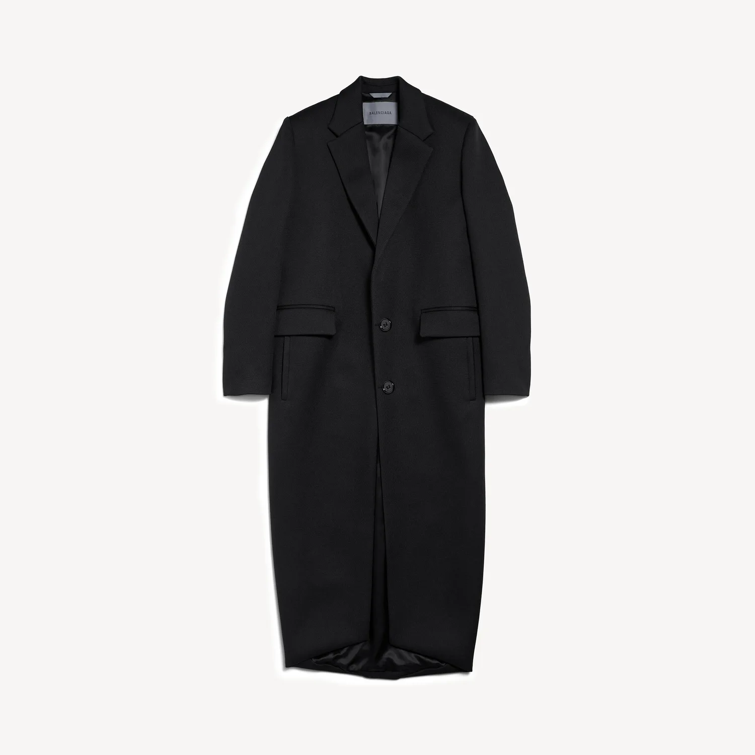 BALENCIAGA Женское длинное пальто-мешок черного цвета