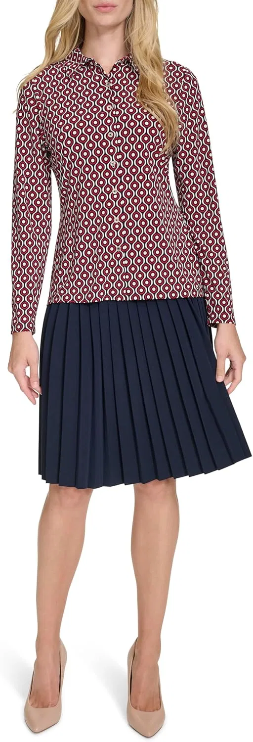Блуза, длинный рукав, Soft Work Top, Tommy Hilfiger, midnight multi