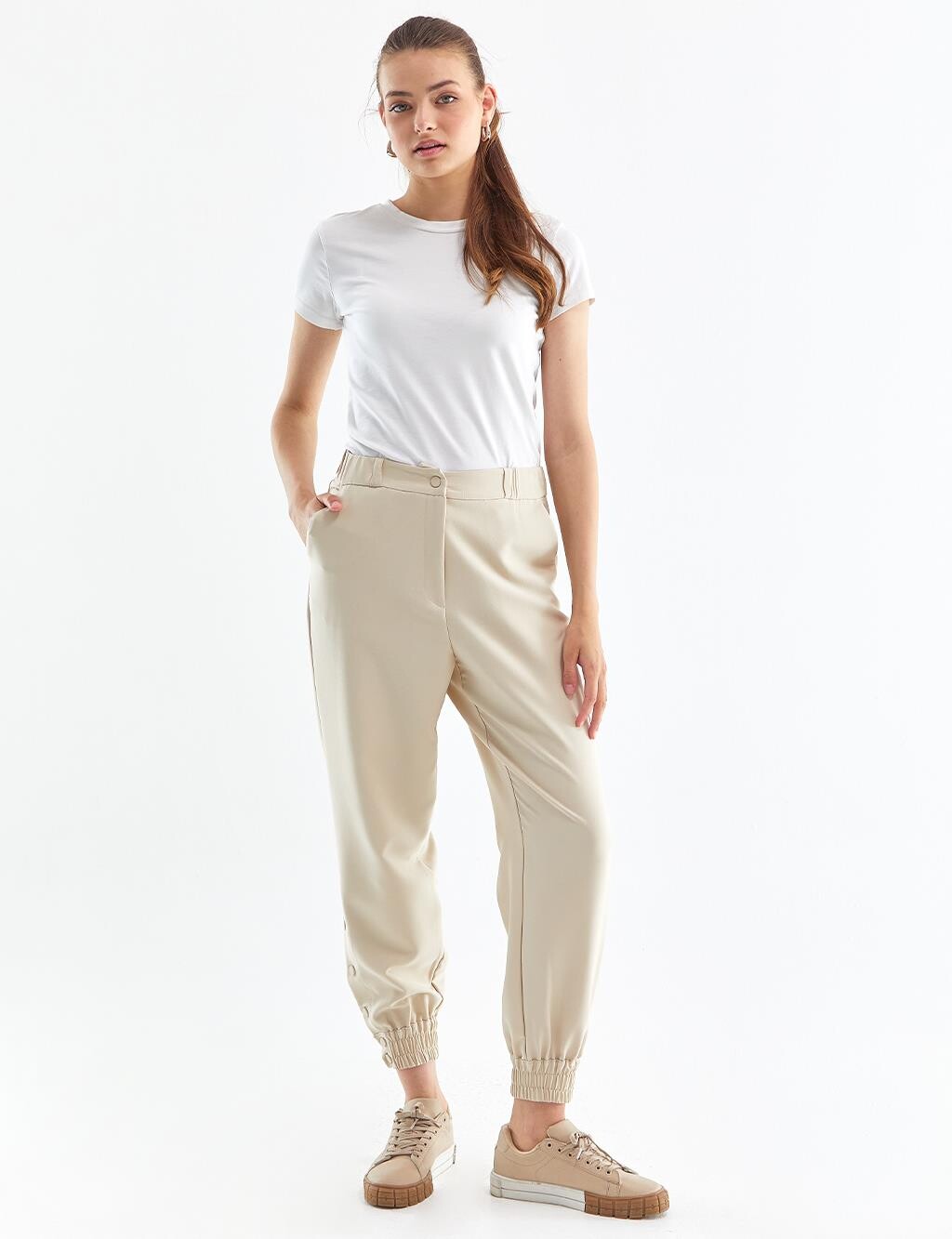 

Кремовые брюки Snap Jogger Kayra