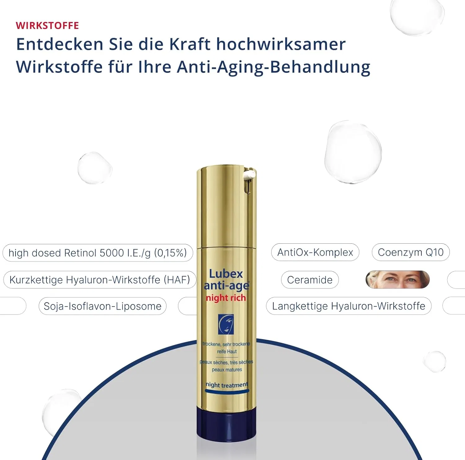 Крем для лица SPF LUBEX ANTI-AGE Ночной с ретинолом и гиалуроновой кислотой от night rich — фото 3