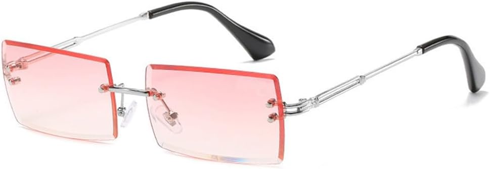 

Солнцезащитные очки UV400 для мужчин и женщин | Безободковая металлическая оправа с градиентным рисунком | Для вождения и занятий спортом на открытом воздухе generic, Silver-pink