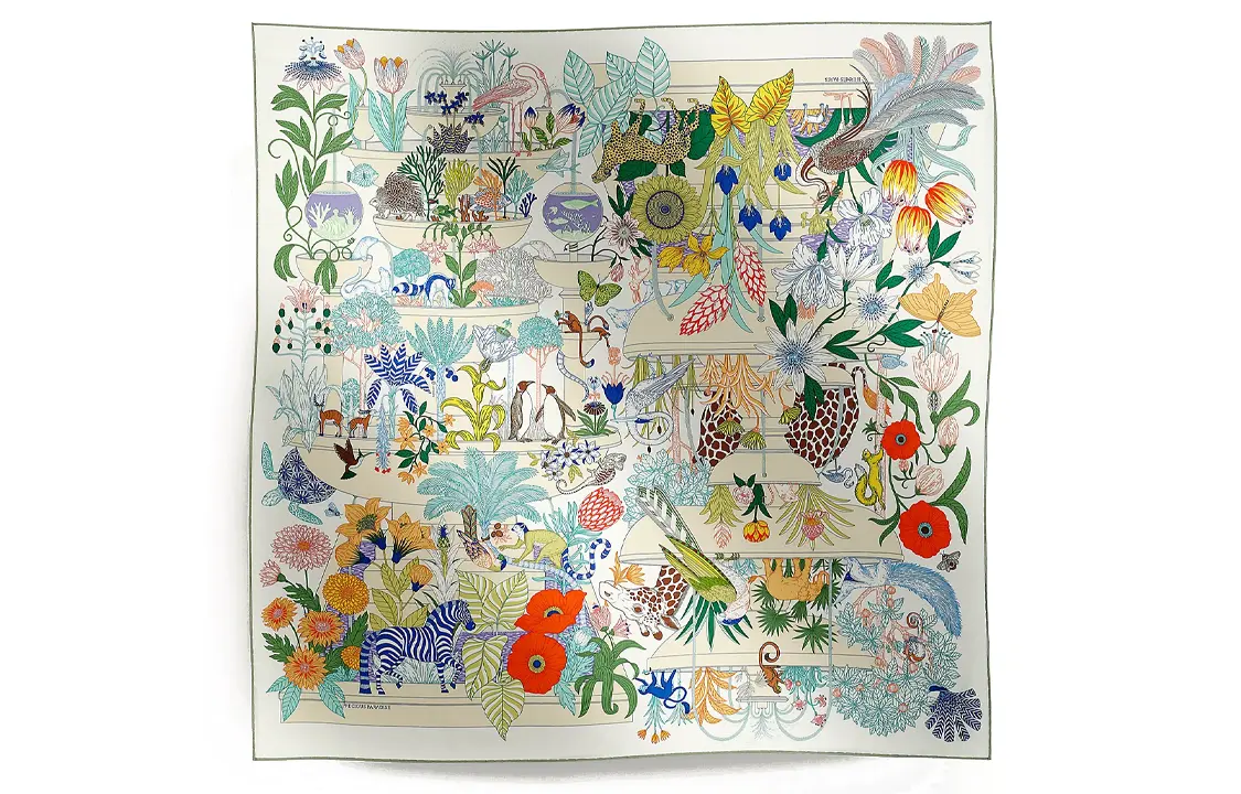 

Шёлковый платок женский зелёный HERMES