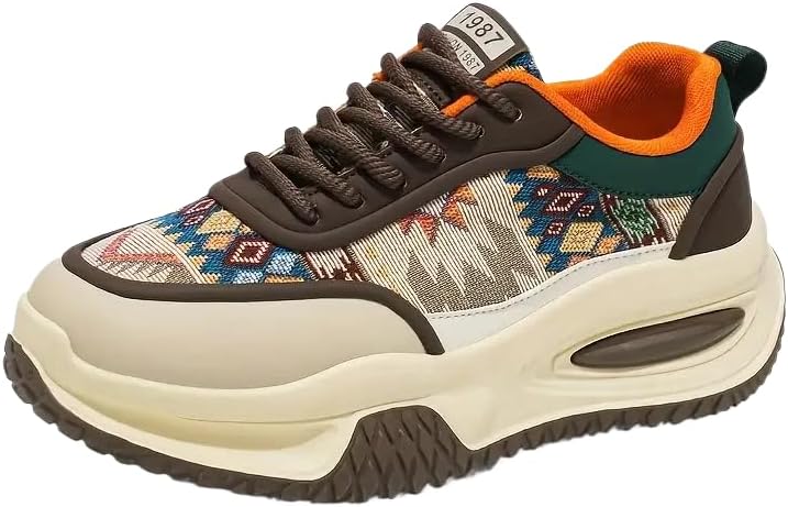 

Мужские повседневные спортивные кроссовки - многоцветный геометрический и полосатый дизайн, удобные низкие кроссовки на шнуровке, прочная подошва из ПВХ, дышащая тканевая подкладка для повседневной носки и активного отдыха на улице Clolinde, беж...