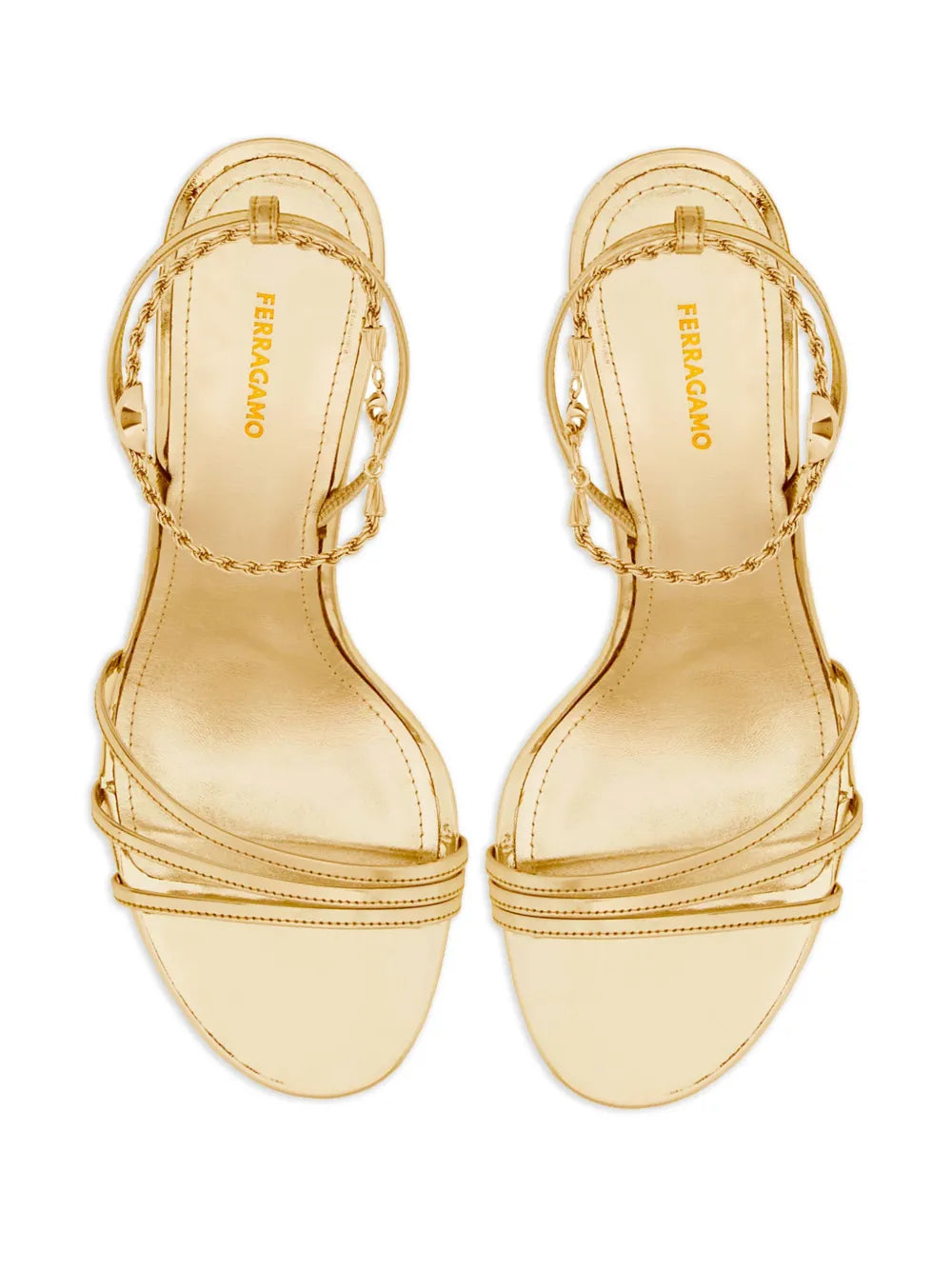 Ferragamo 70 мм сандалии с цепочкой на щиколотке Salvatore Ferragamo, золотой — фото 4