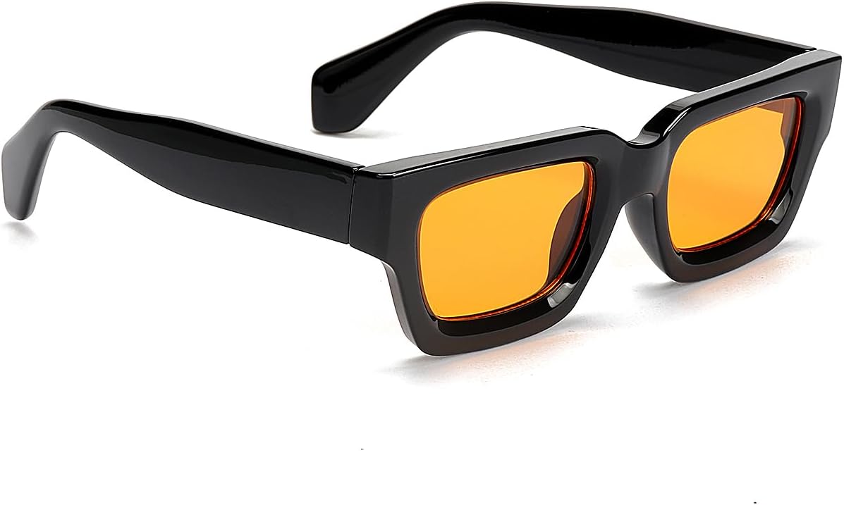 

Модные квадратные солнцезащитные очки для мужчин и женщин, толстые прямоугольные солнцезащитные очки с защитой от УФ-излучения, дизайнерский стиль GFUIARA, A-black/Yellow