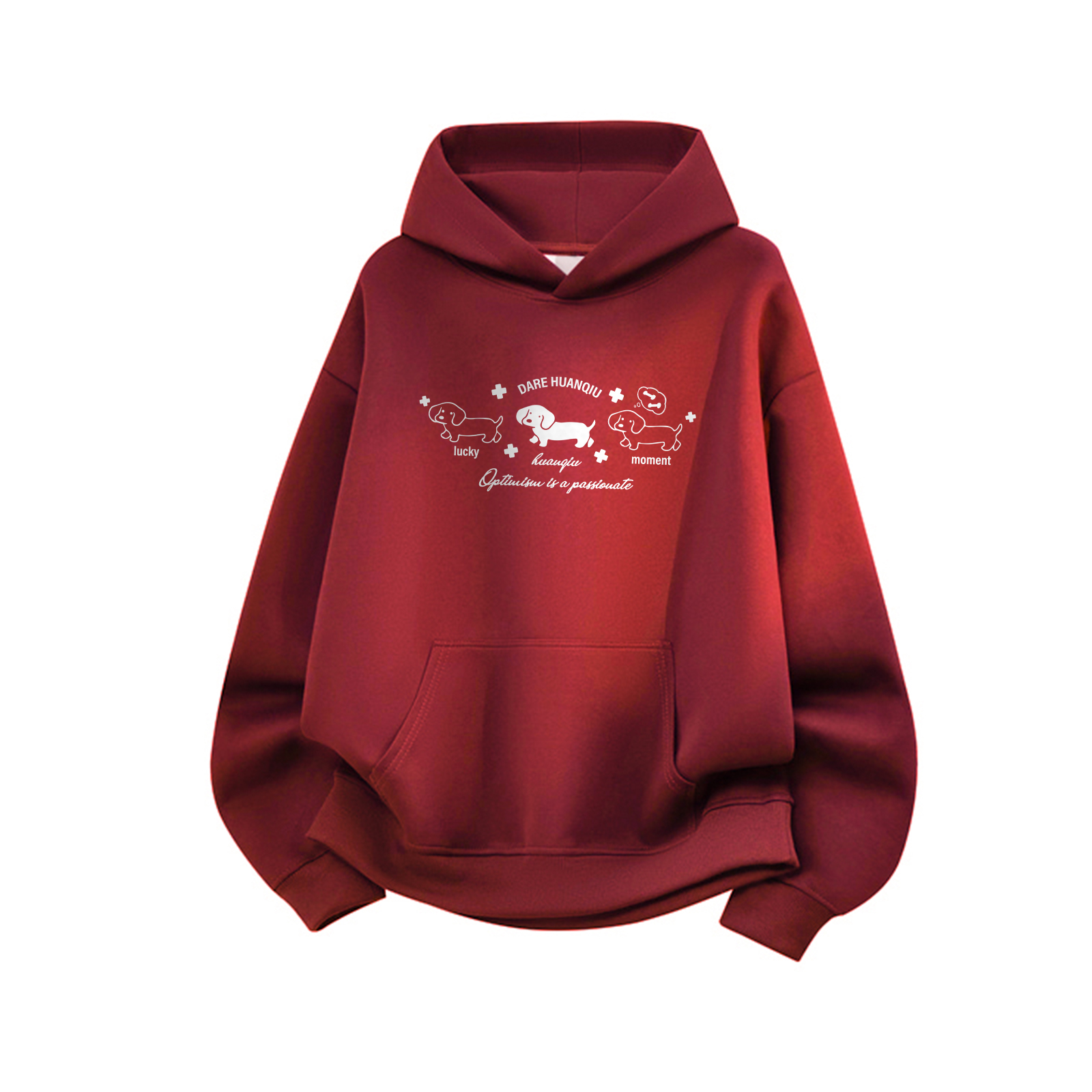 

Толстовка Unisex Hooded Moderate Heavyweight HUANQIU, burgundy