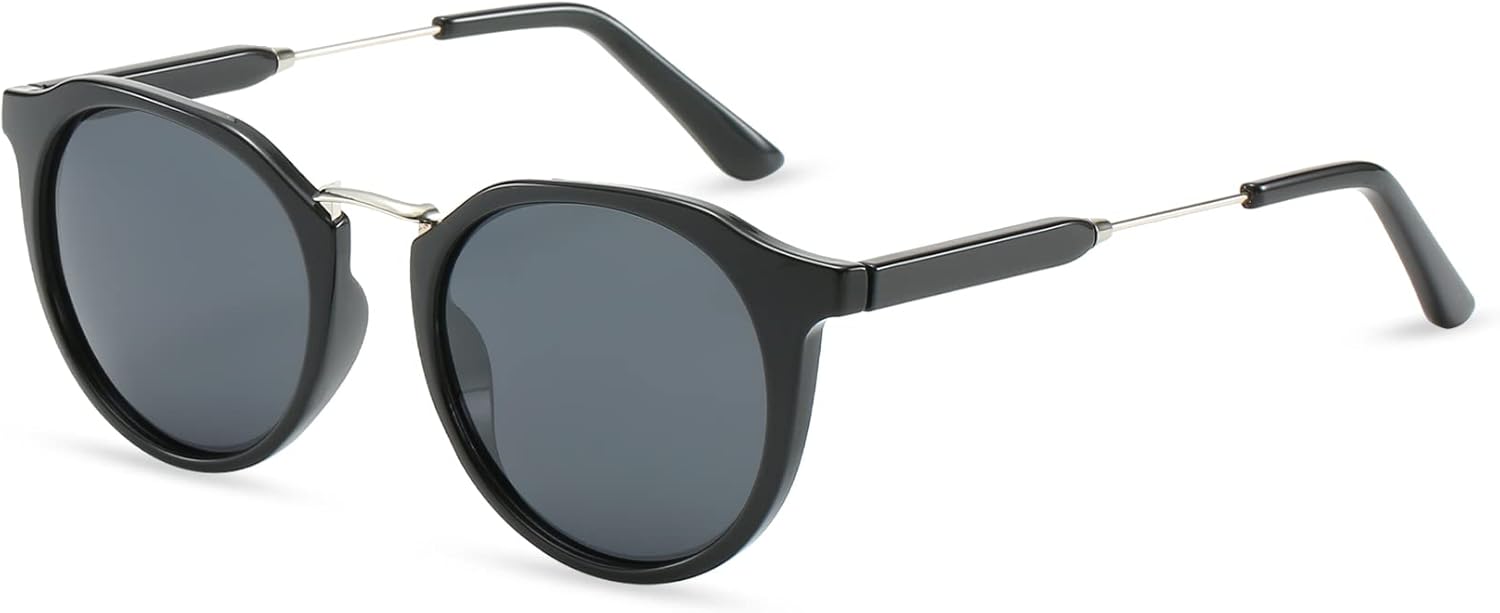 

Поляризованные солнцезащитные очки ZENOTTIC в винтажном классическом стиле, круглые, ретро, ​​с защитой от УФ-излучения UV400 и металлической оправой, для мужчин и женщин, Black