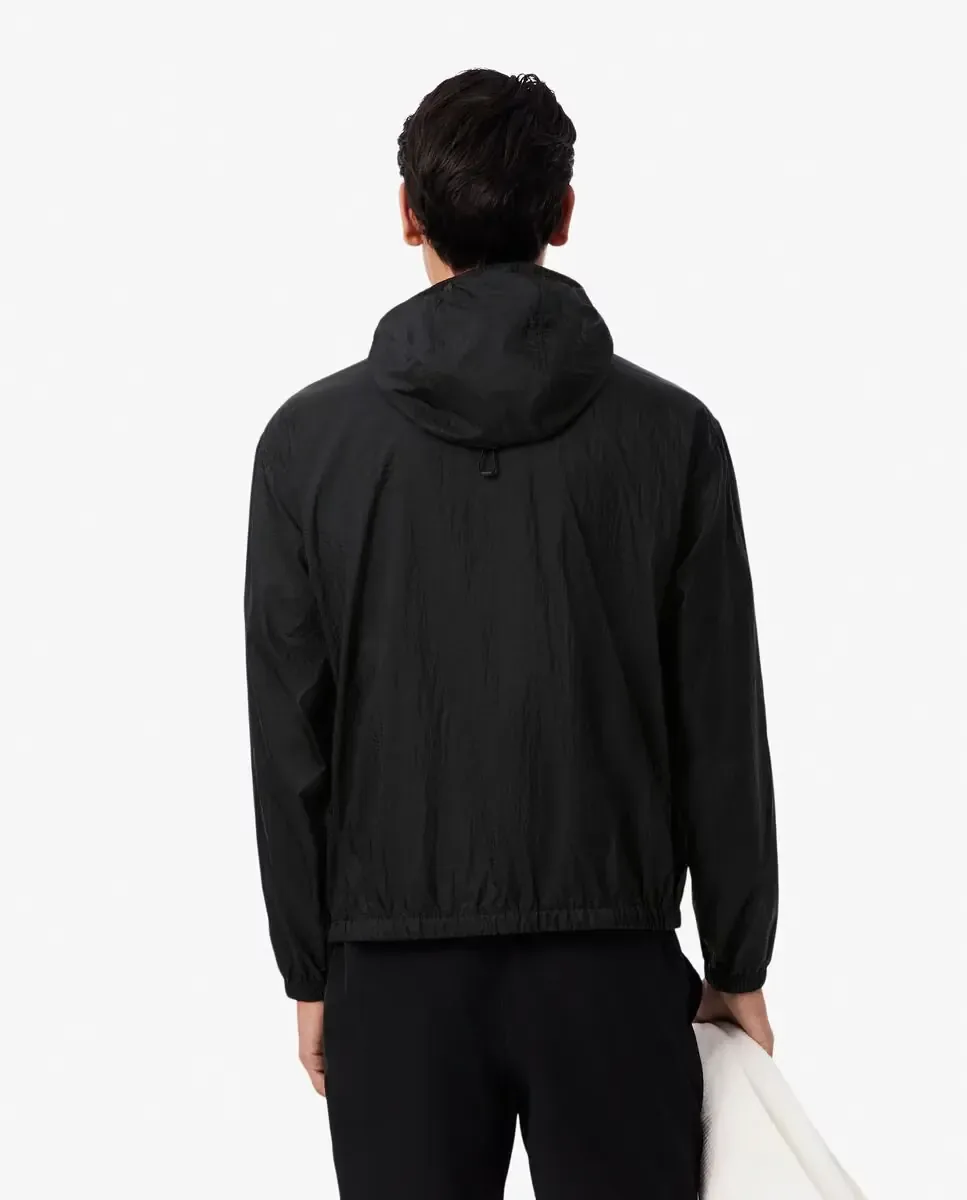 Мужская водоотталкивающая складная нейлоновая куртка зеленого цвета Lacoste, черный — фото 2