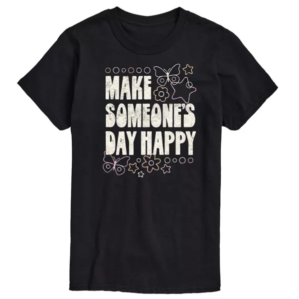 

Мужская футболка с принтом "Подари хорошее настроение" Make Someone's Day Happy Licensed Character, черный