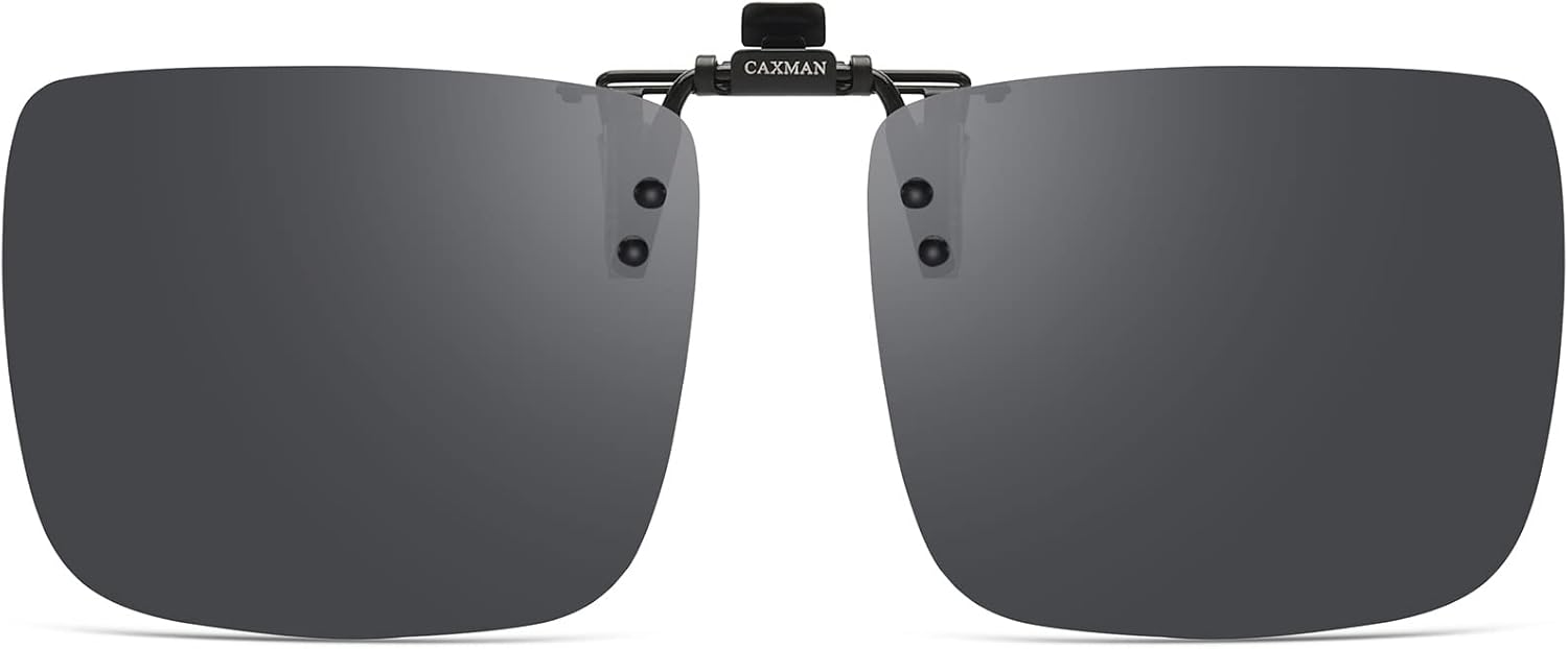 

Поляризованные солнцезащитные очки CAXMAN с зажимом для ношения поверх очков с диоптриями, для мужчин и женщин, с защитой от ультрафиолетового излучения, Grey - Rectangle