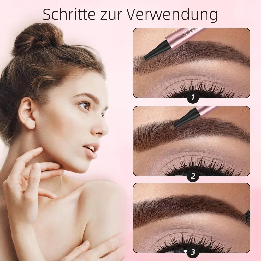 Водостойкий карандаш для бровей 3D Microblading с 4 наконечниками Generisch, Gray — фото 3