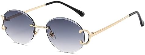 

Модные круглые солнцезащитные очки без оправы для женщин и мужчин, солнцезащитные очки с градиентной окантовкой, без оправы, защита от УФ-излучения UV400 MTZJH, C3gold-gray