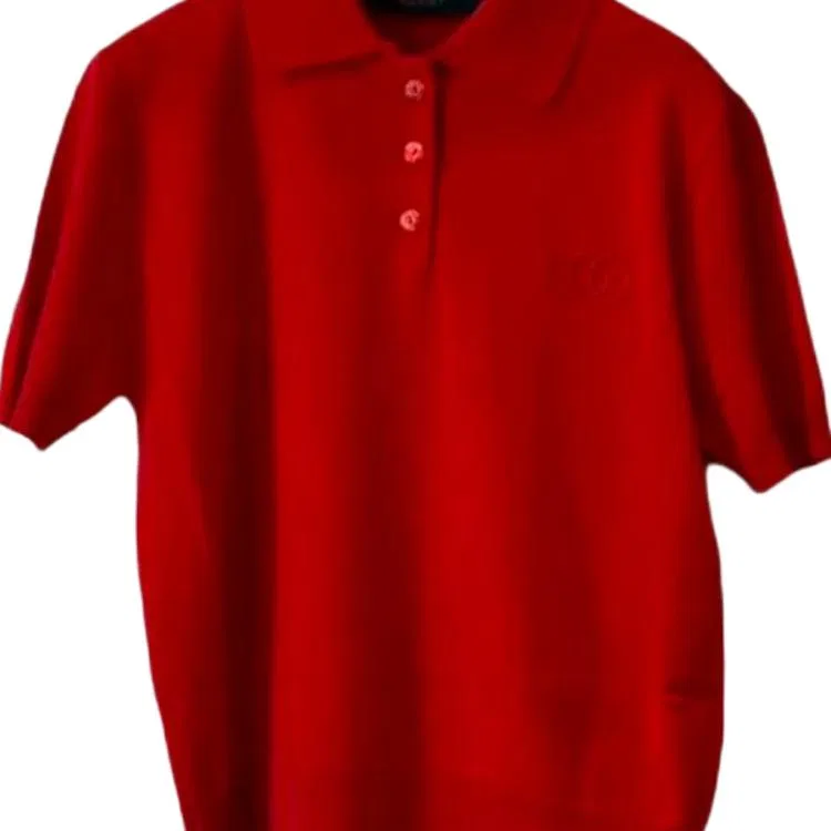 Свитер женский GUCCI Red Polo Collar, воротник-поло, красный — фото 3