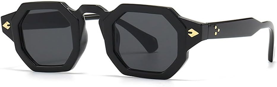 

Ретро-солнцезащитные очки Polygon для женщин с заклепками, градиентные линзы, защита от УФ-излучения UV400; мужские солнцезащитные очки в стиле панк TKKTLLT, Black Gray