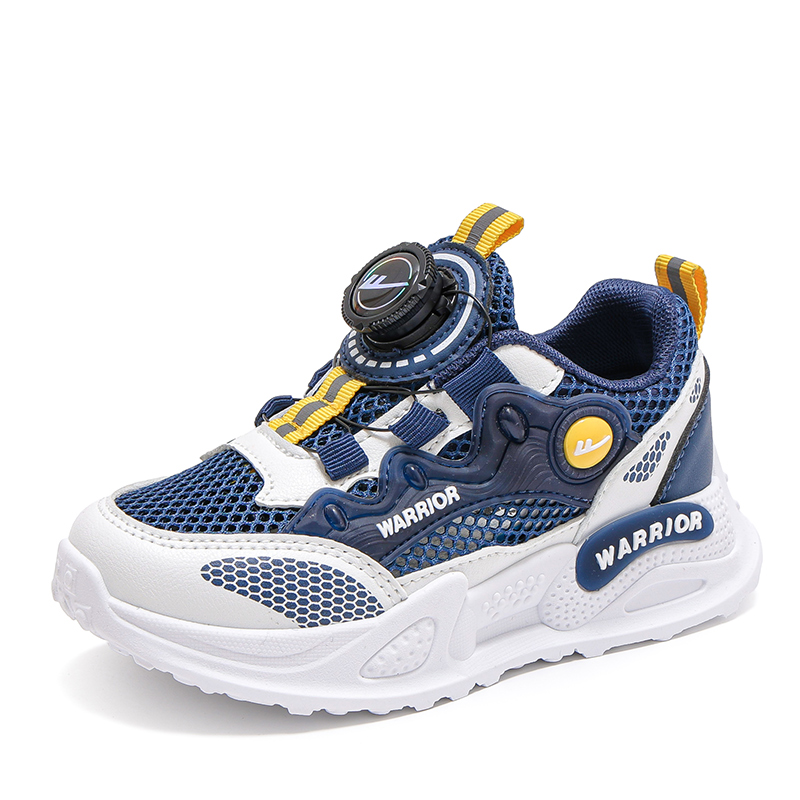 

Детские кроссовки Warrior с амортизацией, устойчивые к истиранию и скольжению, низкие, бело-сине-желтые