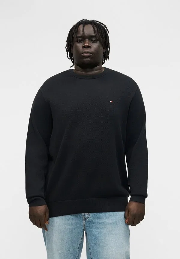 Основной структурный джемпер с круглым вырезом Tommy Hilfiger, Black