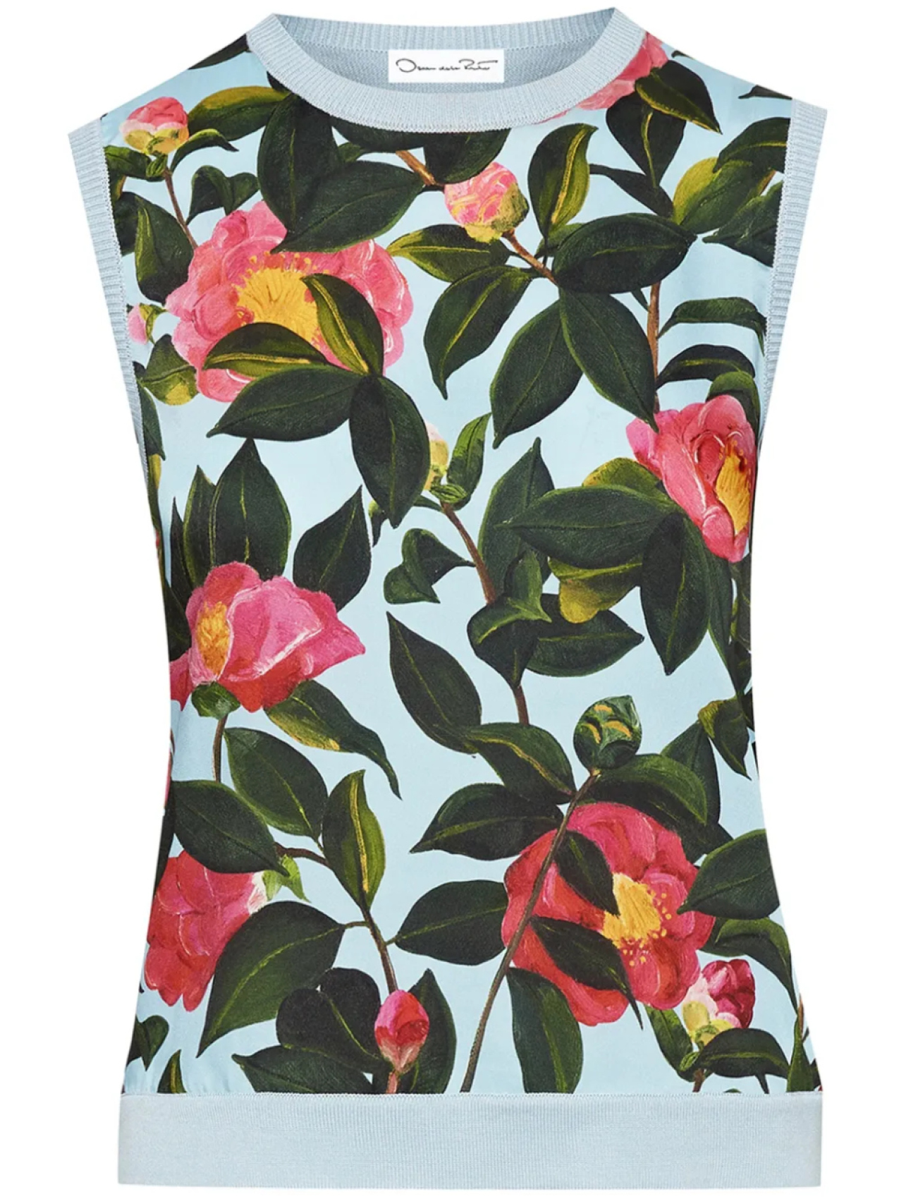 

Oscar de la Renta топ Camellia с принтом, синий