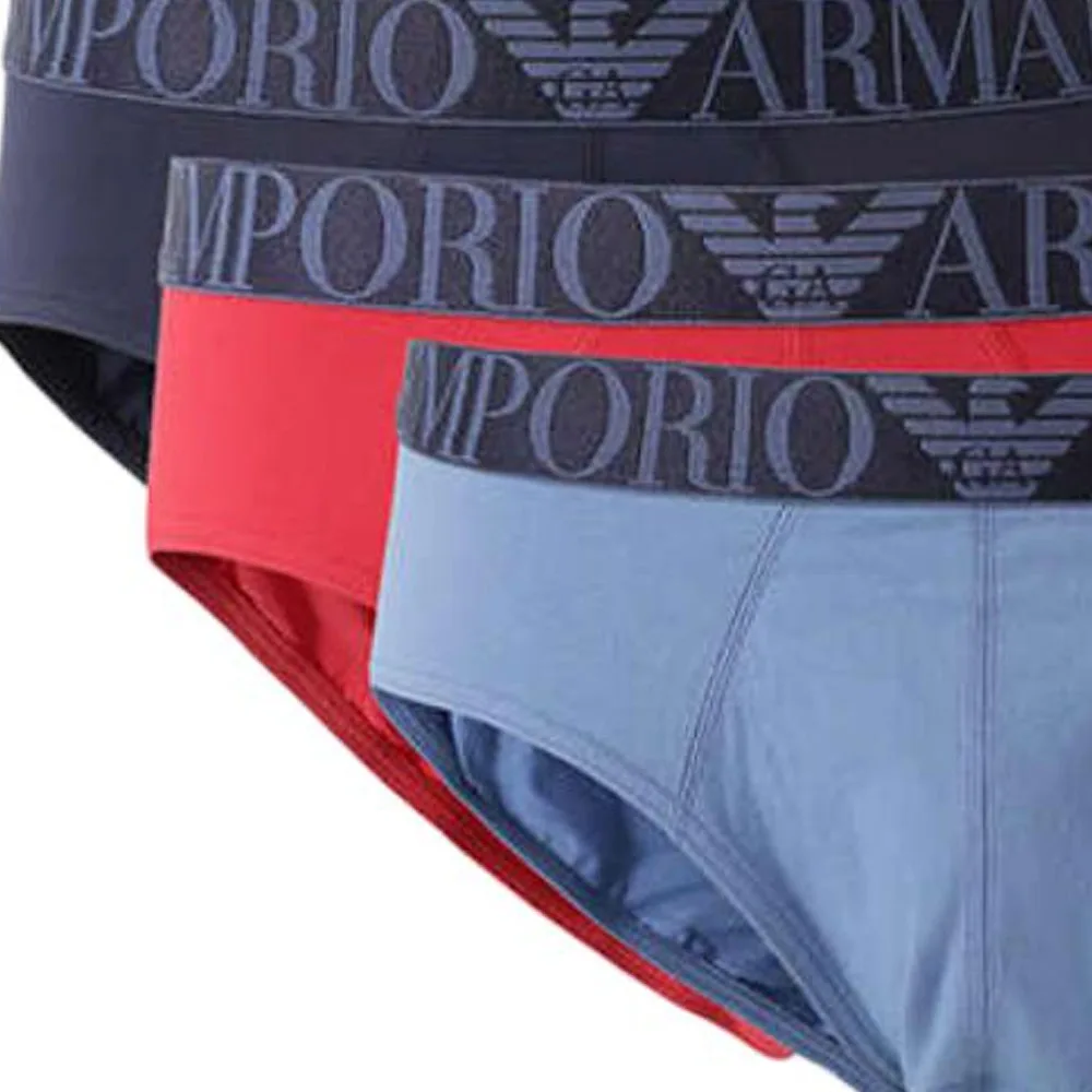 Трусы мужские EA 3 шт EMPORIO ARMANI, Blue+Red+Marine Blue — фото 3
