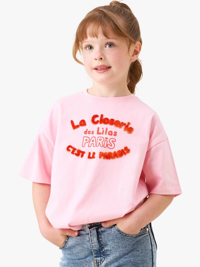 

Детская флокированная футболка из хлопка Angel & Rocket, Pink