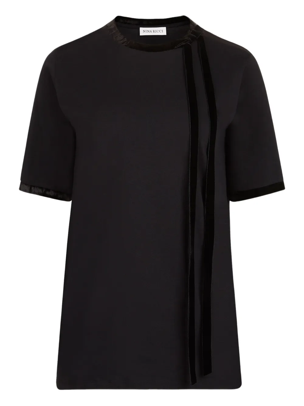 

Топ с короткими рукавами, отделанный бархатом Nina Ricci, черный