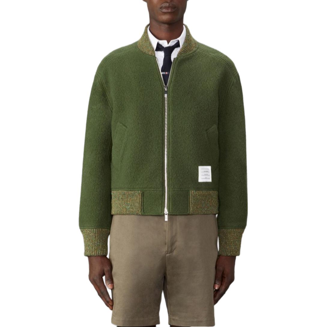 

THOM BROWNE Полосатая застёгивающаяся куртка-бомбер, Dark Green