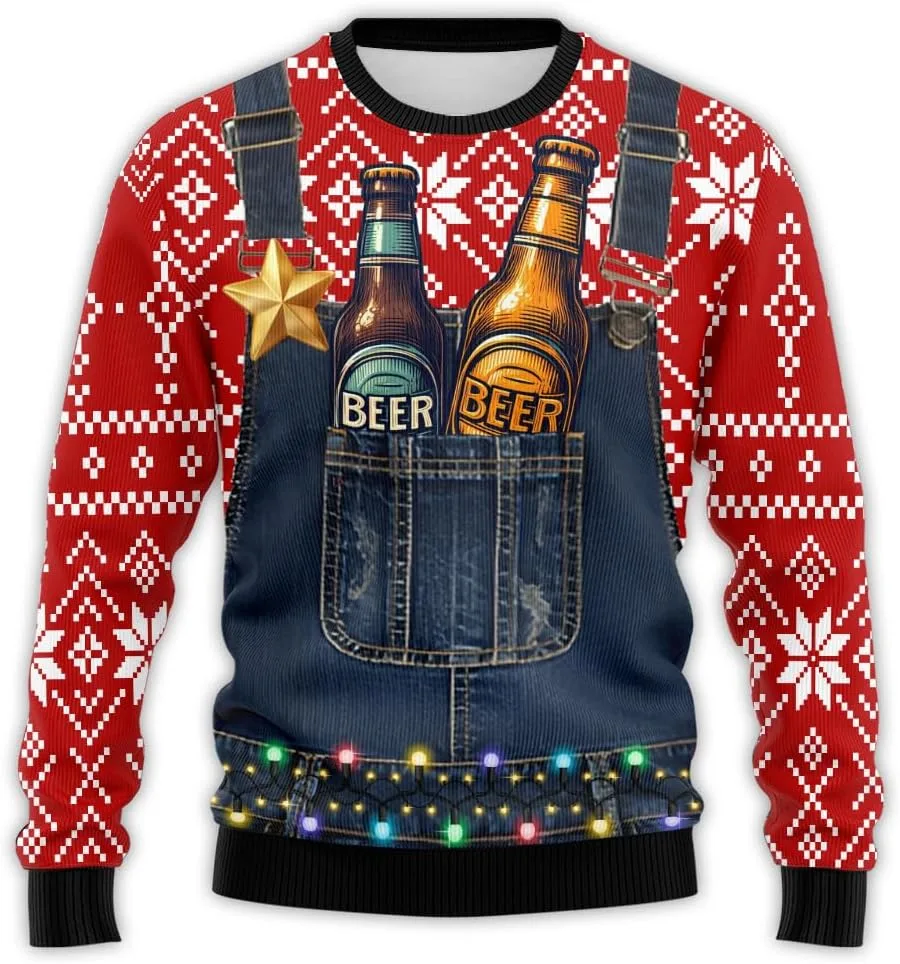 

Свитер Ugly Christmas Beer для мужчин и женщин, праздничный свитер Beermas PA11 HANZSPROUT