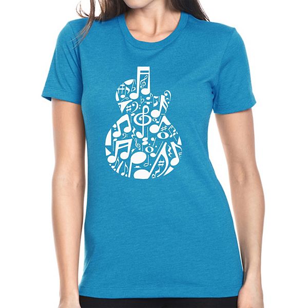 

Футболка с принтом Music notes guitar La Pop Art, Turquoise, Синий, Футболка с принтом Music notes guitar La Pop Art, Turquoise