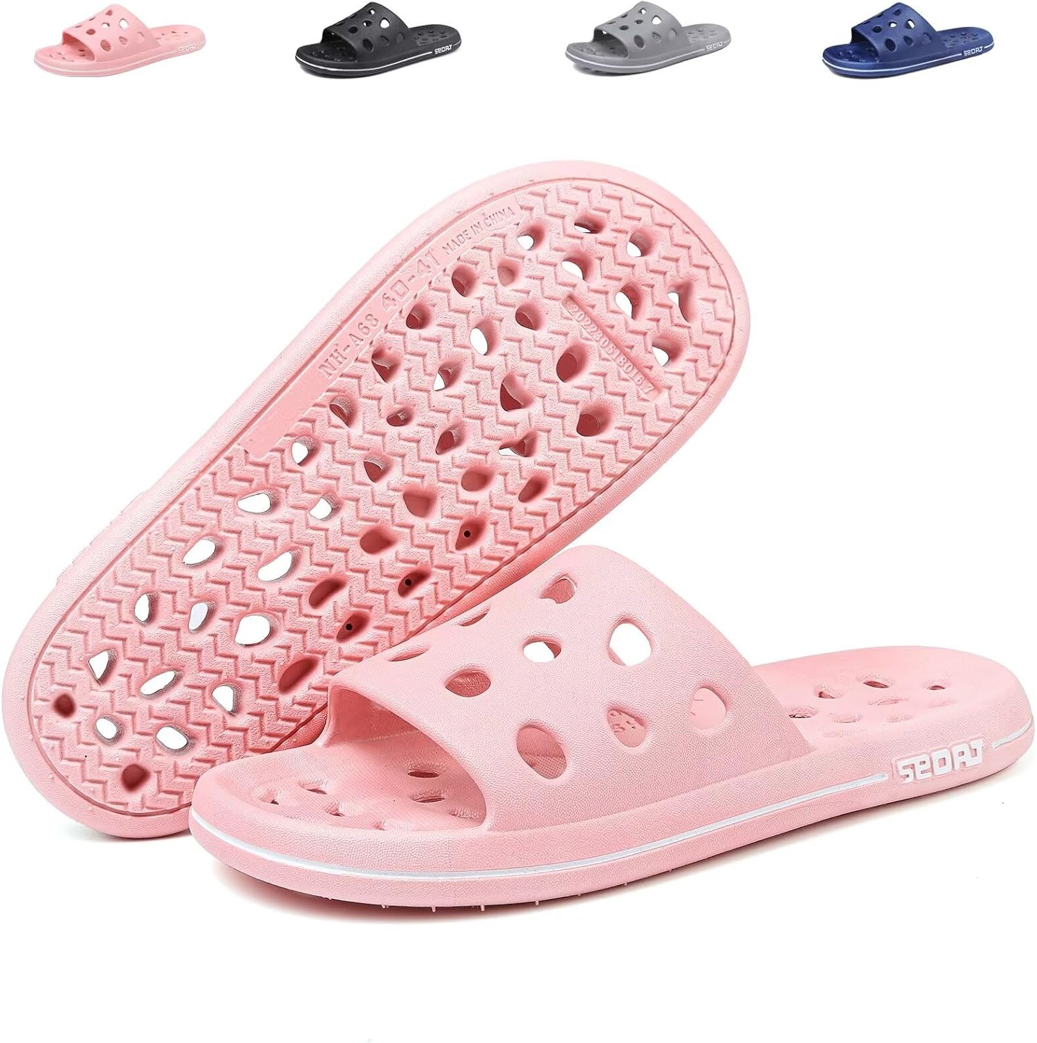 

Тапочки для душа FINLEOO для женщин и мужчин, удобные шлепанцы для бассейна с поддержкой свода стопы, быстросохнущие, нескользящие пляжные сандалии для ванной, путешествий, студенческого общежития, розовый