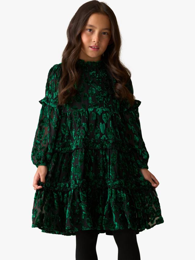 

Детское платье миди Devore с цветочным принтом и ярусами из вельвета Angel & Rocket