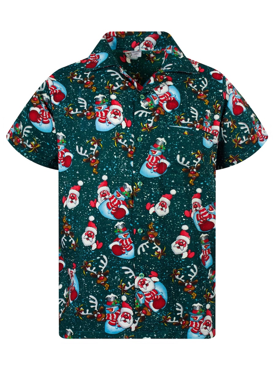 

Рубашка на пуговицах классического кроя King Kameha Christmas Snowflakes, зеленый