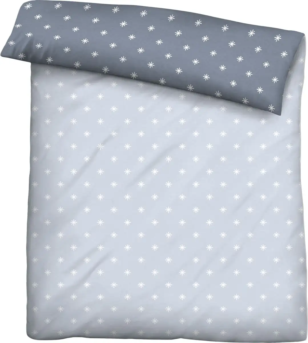 

Двусторонний пододеяльник Biberna "Mix & Match 155х200 см, цвет rauchblau/Sterne